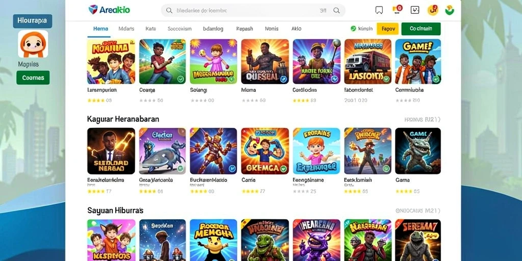 Screenshot menunjukkan karakter utama menjelajahi hutan yang rimbun.